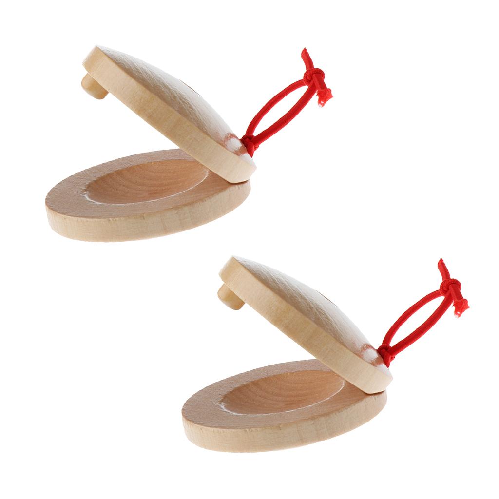 2 Gỗ Castanet Clacker Nhạc Cụ Bộ Gõ Trẻ Em Đồ Chơi Giáo Dục