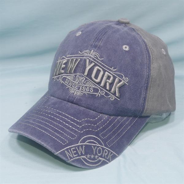 Nón kết hàng quảng châu, mũ lưỡi trai thêu chữ New York Since 1985 vải kaki oát loang cao cấp vòng đầu 56-60cm - Chữ Xám