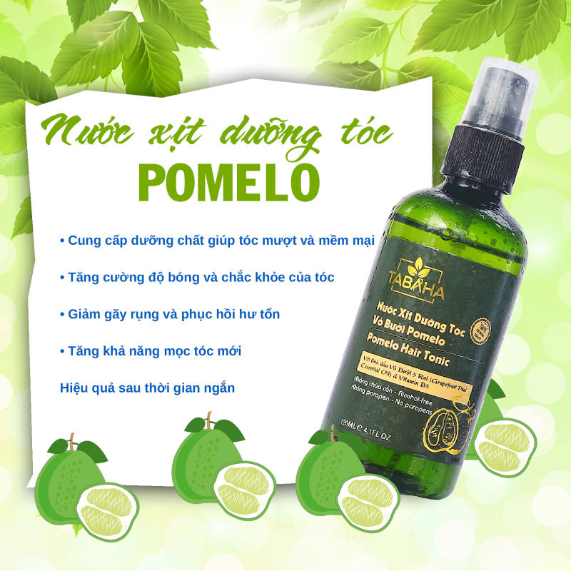 Nước dưỡng tóc tinh dầu bưởi Pomelo Tabaha 120ml giảm rụng tóc, kích thích mọc tóc con