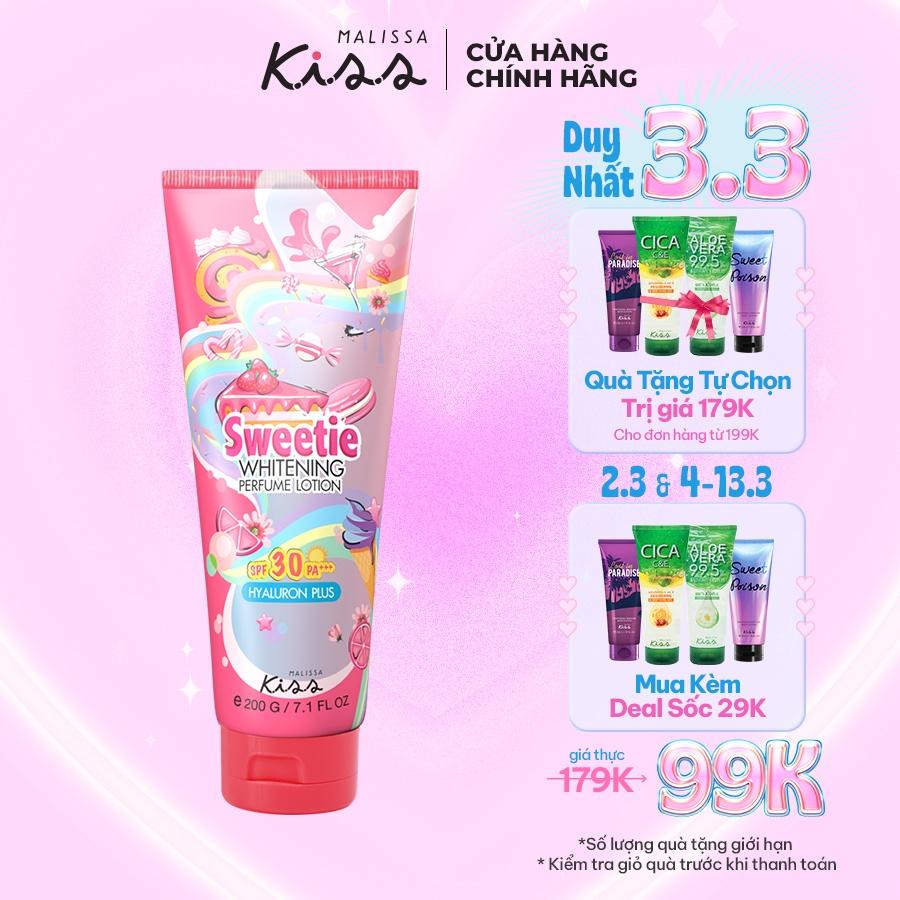 Dưỡng Ẩm Chống Nắng Hương Nước Hoa Malissa Kiss Whitening Perfume Lotion SPF30 Pa+++ Sweetie 200g