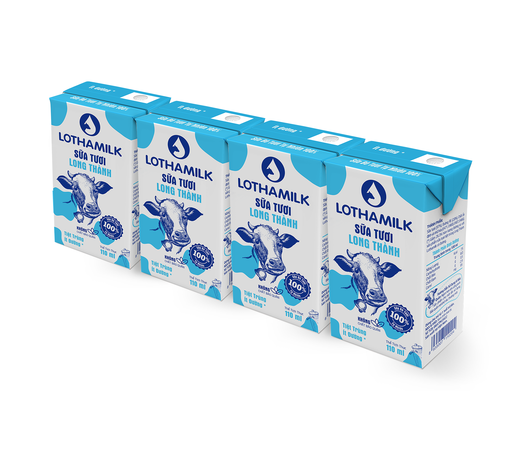 Thùng 48 hộp sữa tươi tiệt trùng Lothamilk ít đường (110ml/hộp)