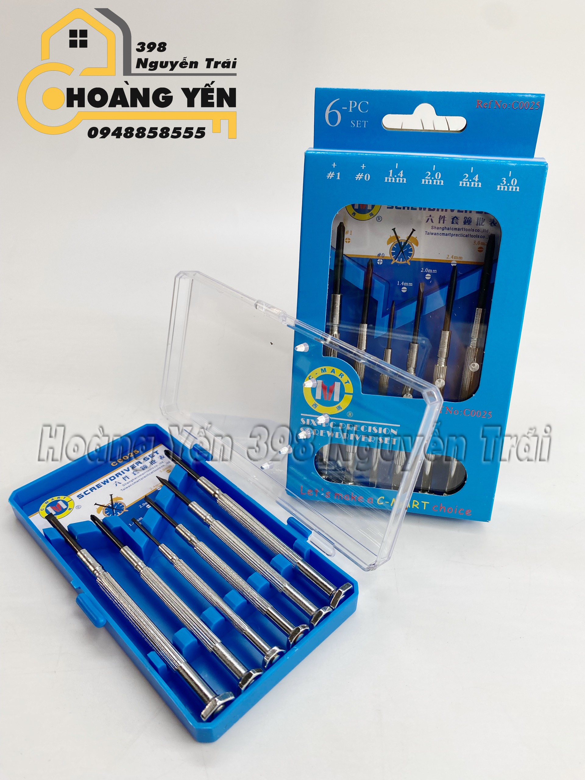 Bộ tua vít sửa đồng hồ, Bộ tua vít sửa điện thoai, bộ tua vít vặn chi tiết nhỏ 6 cái C-Mart C0025