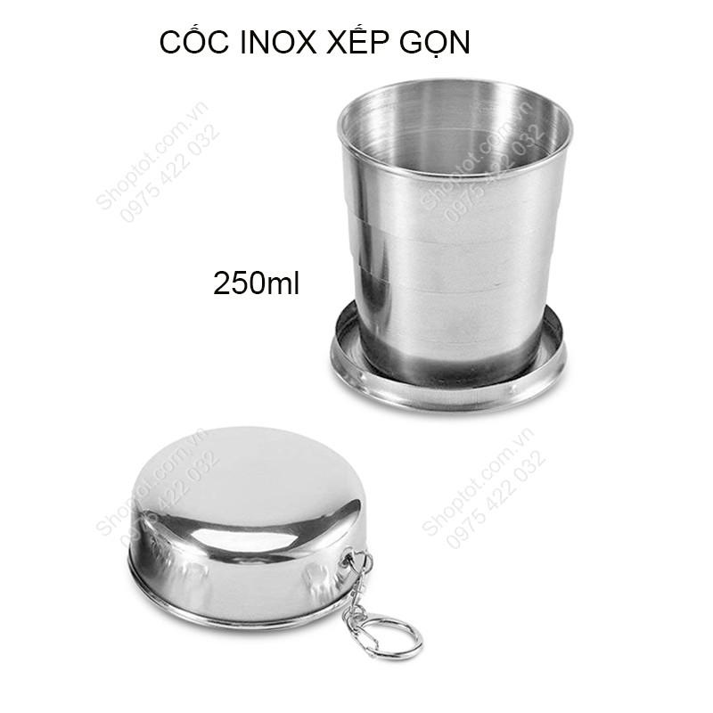 CỐC LY INOX XẾP GỌN SS250 – 250ML DÙNG UỐNG NƯỚC, ĐI PICNIC, ĐI HỌC, ĐI CHƠI