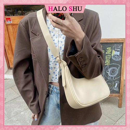 Túi xách nữ, túi đeo chéo Basic 1 dây da HALO SHU mã DC015 size 23 màu đen, trắng