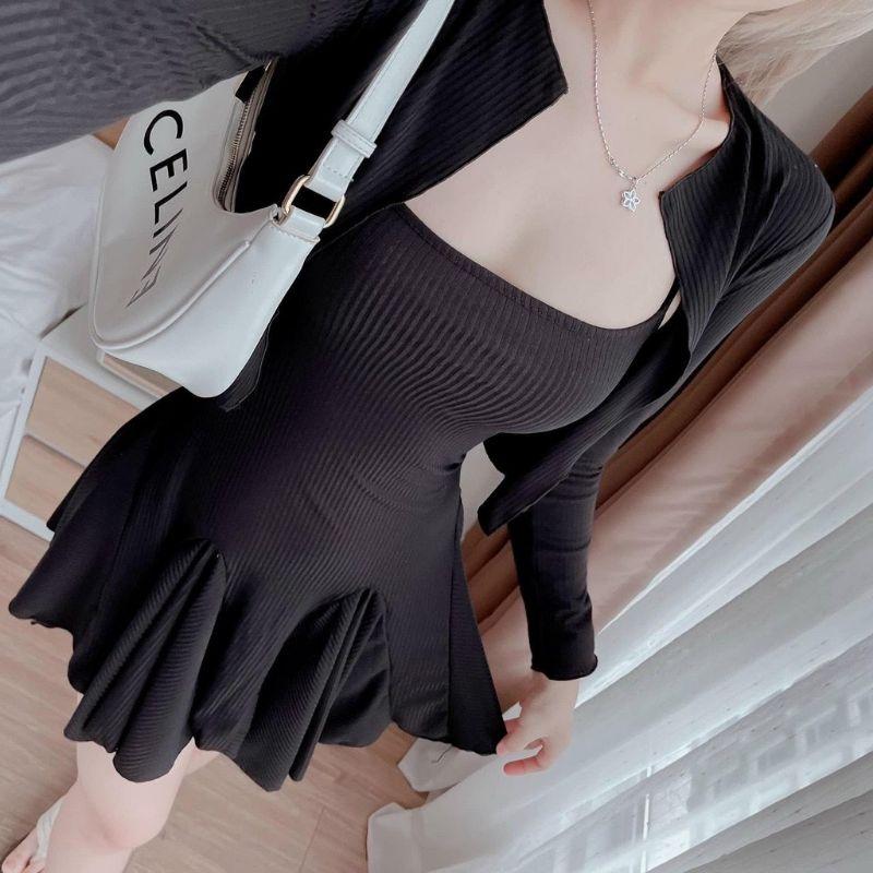Set đầm dây xòe kèm áo khoác