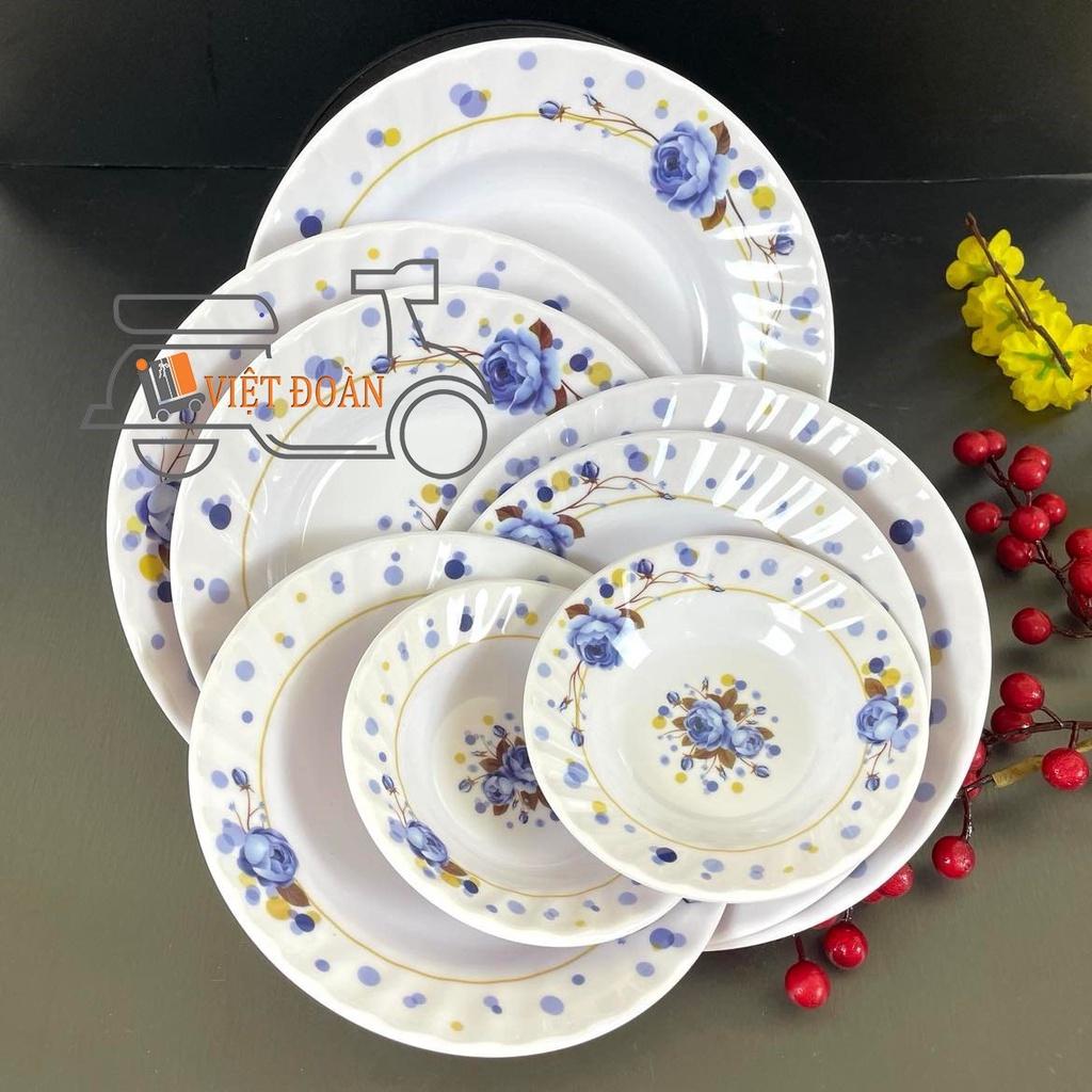 Dĩa MECA SÂU LỒNG - HÀNG VIỆT NAM CHẤT LƯỢNG CAO, hoa văn sang trọng NHIỀU SIZE , MÀU XANH