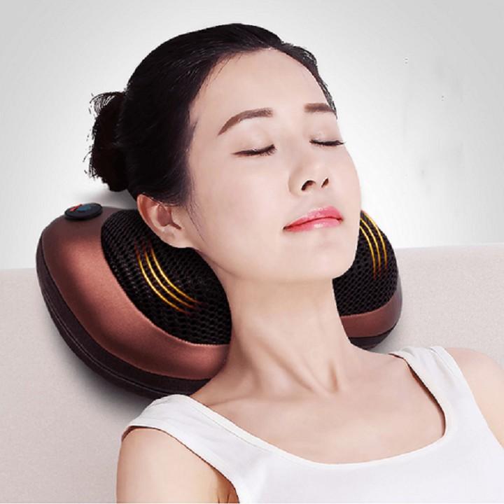Gối Massage Vai Gáy 8 Bi Hồng Ngoại Công Nghệ Nhật Bản Cao Cấp