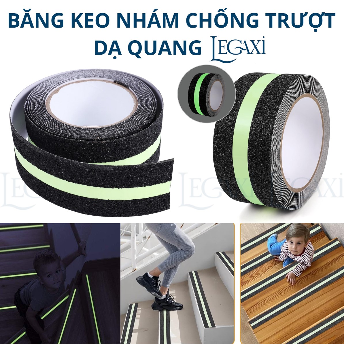 Băng Keo Nhám Dạ Quang Chống Trượt Cầu Thang Bật Thèm Bật Tam Cấp 5cmx5Mét TránhTé Ngã Cho Người Lớn