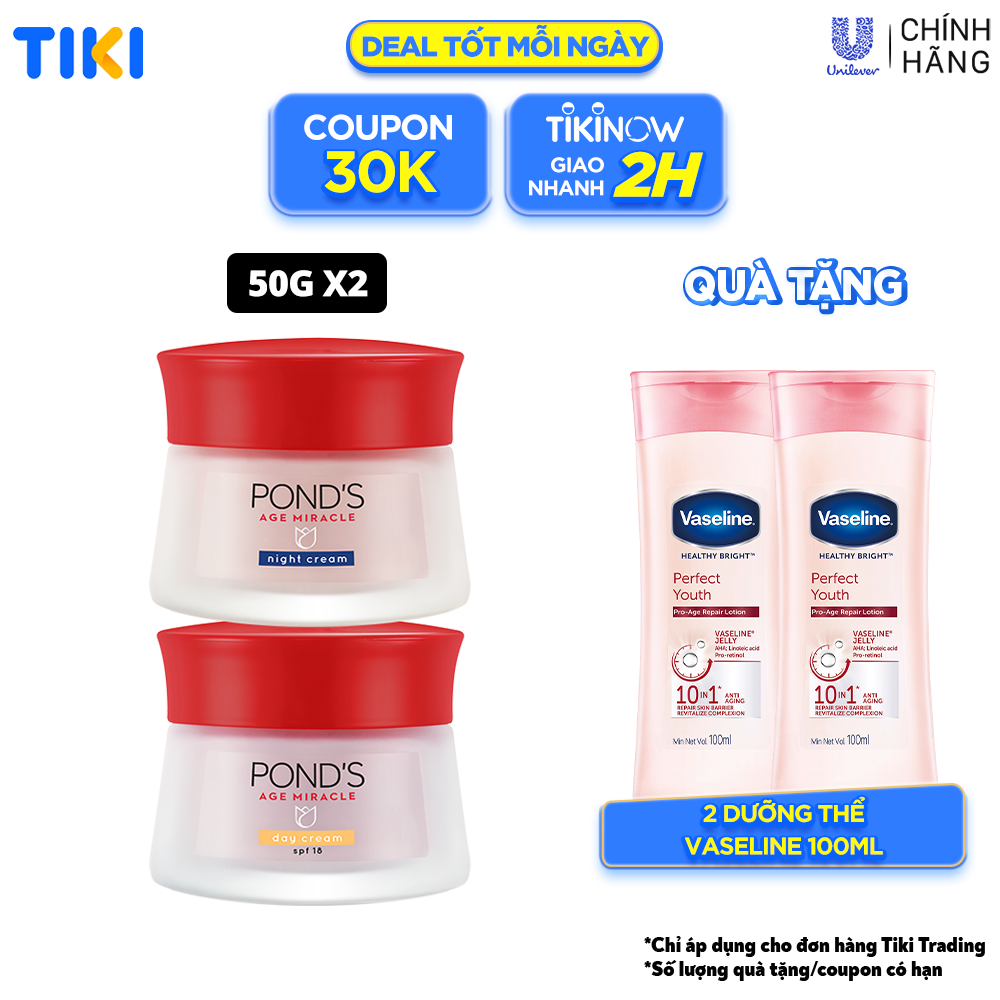 Bộ Đôi Kem Dưỡng Chống Lão Hóa Da Ngày Và Đêm Pond's Age Miracle