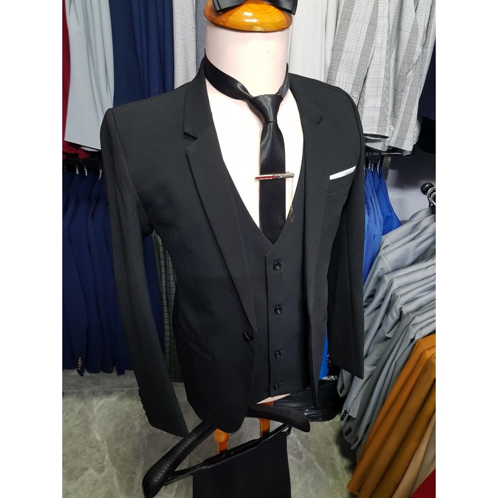 Combo bộ vest nam màu đen ôm body