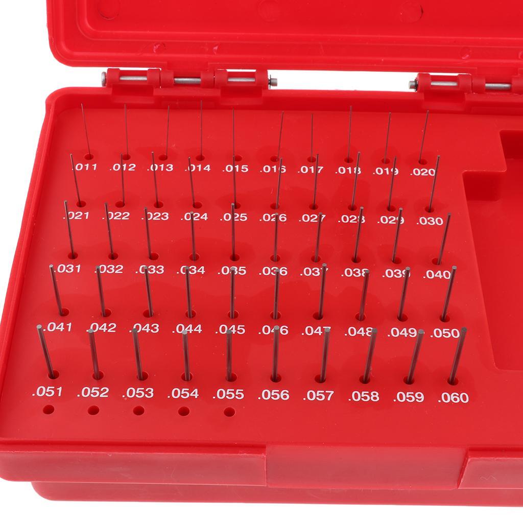 50pcs Pin Gauge 0.011-0.060inch Smooth Plug Gauge Hole Gage Set Measuring