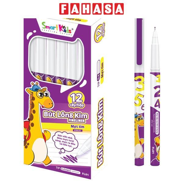 Hộp 12 Cây Bút Lông Kim Gira 0.4 mm - Smart Kids FL01 - Mực Tím