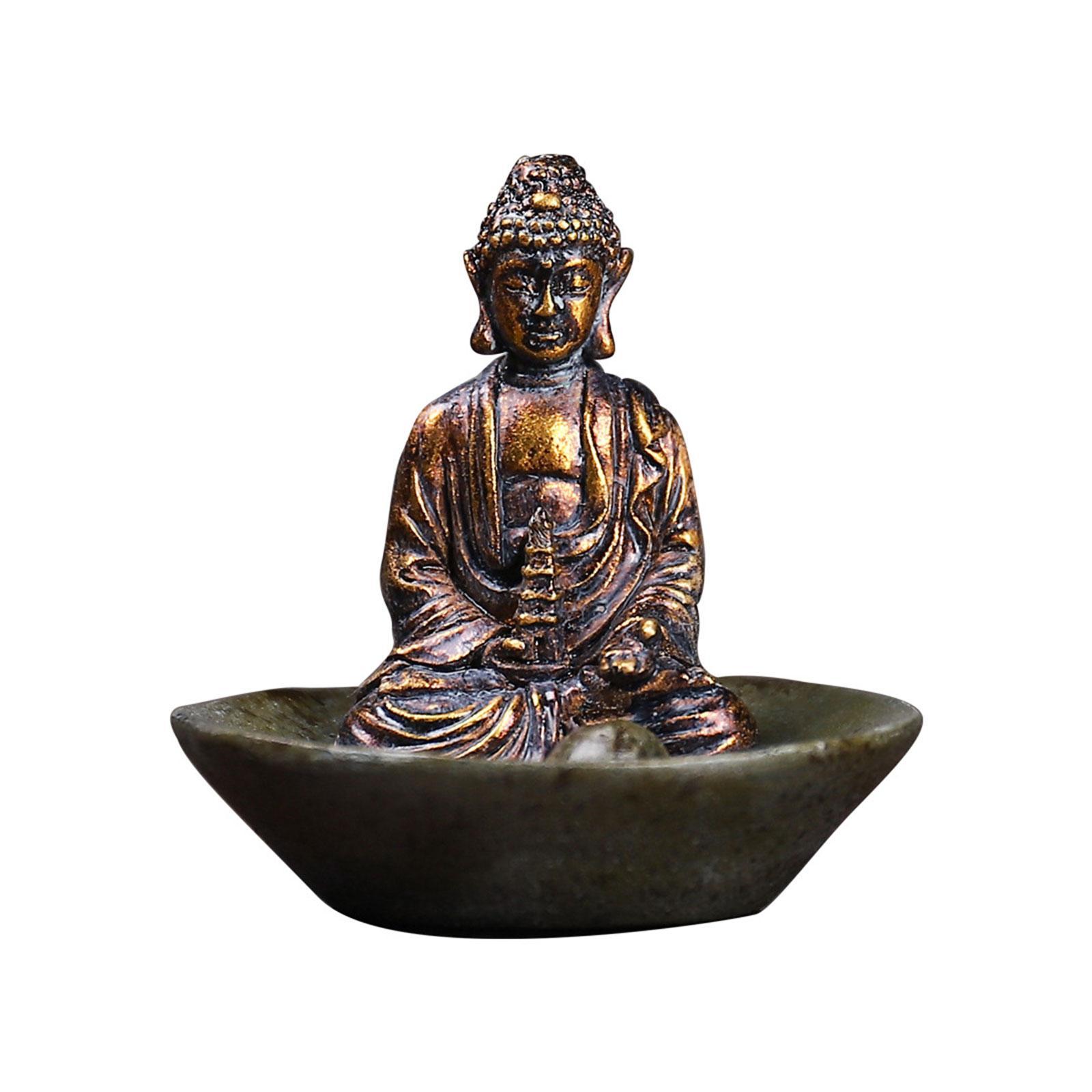 Buddha Statue Incense Stick Holder Figurine Sculpture for TV Cabinet Desktop