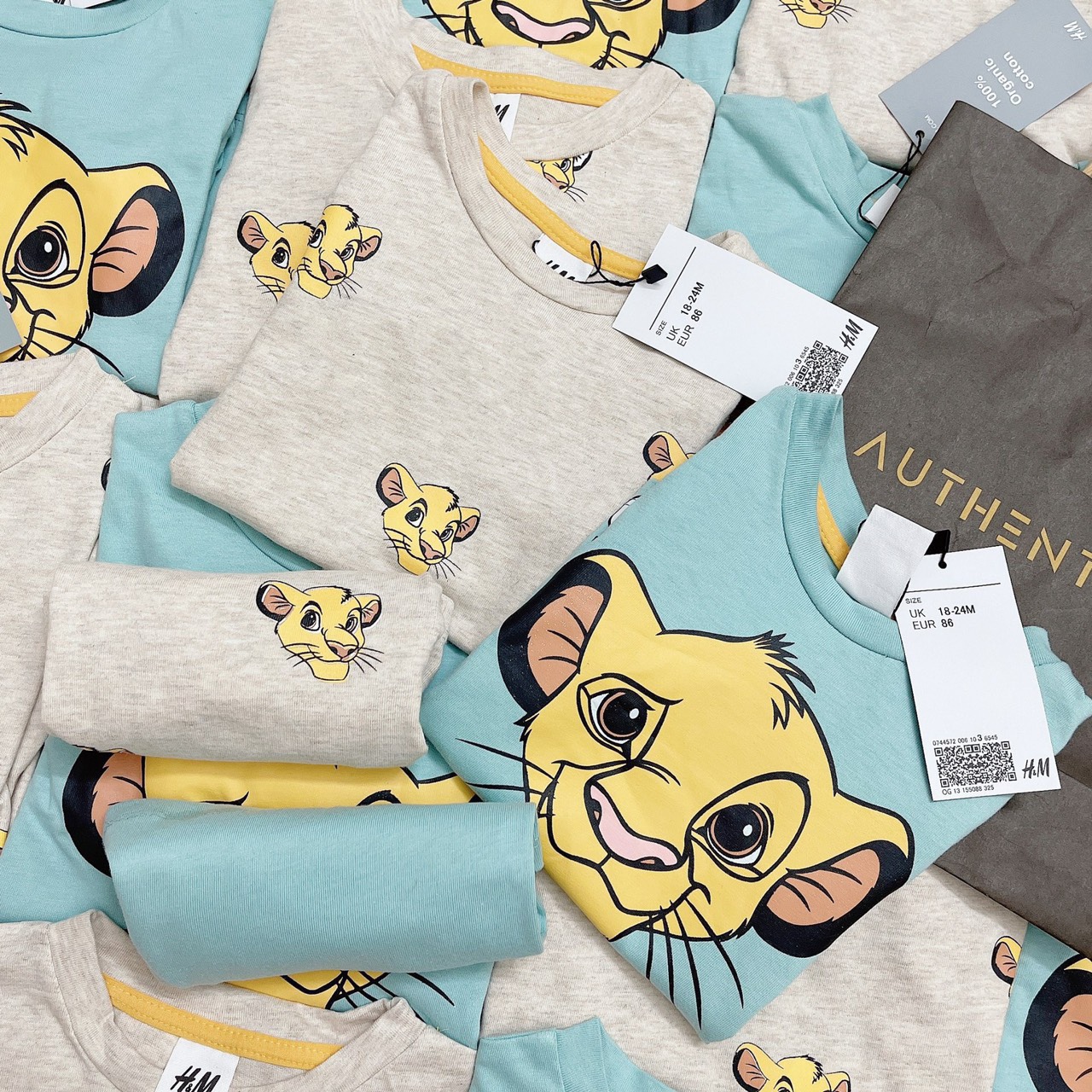 SET 2 BỘ THUN COTTON CỘC TAY HỔ SHIMBA XANH XÁM XUẤT DƯ XỊN MỀM MỊN