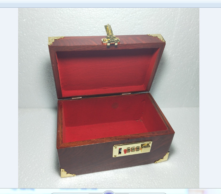 Hộp đựng con dấu - hộp trang sức gỗ hương mặt chữ thọ vàng size 19cm khóa mã số cao cấp