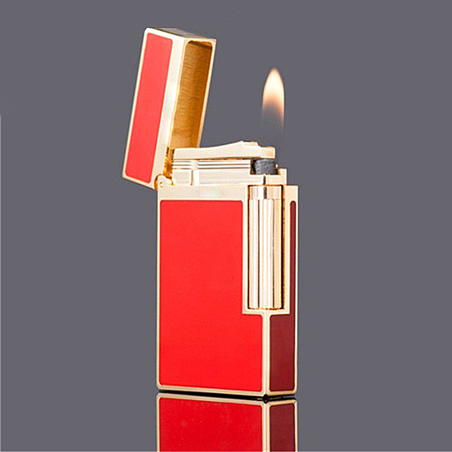 Hột Quẹt Bật Lửa Dùng Gas Đá Sơn Mài Trơn Thể Hiện Sự Sang Trọng Lịch Lãm ( Đỏ Vàng)