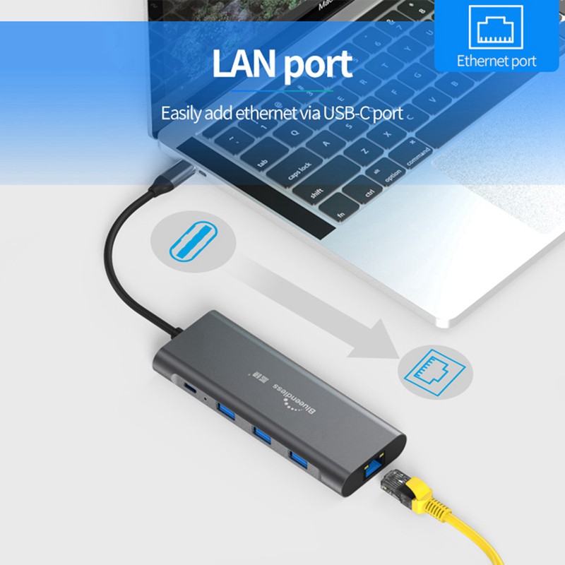 Hub USB 9 trong 1 Loại C Laptop Đế cắm USB 3.0 Sang HDMI 4K,2 USB 3.0 Ports,SD/TF Card Reader,100W PD cho MacBook Huawei Xiaomi DELL -Hàng Nhập Khẩu