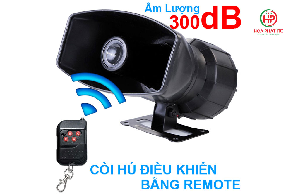 Còi hú công suất lớn 12V kèm remote Komax KM-DC100R