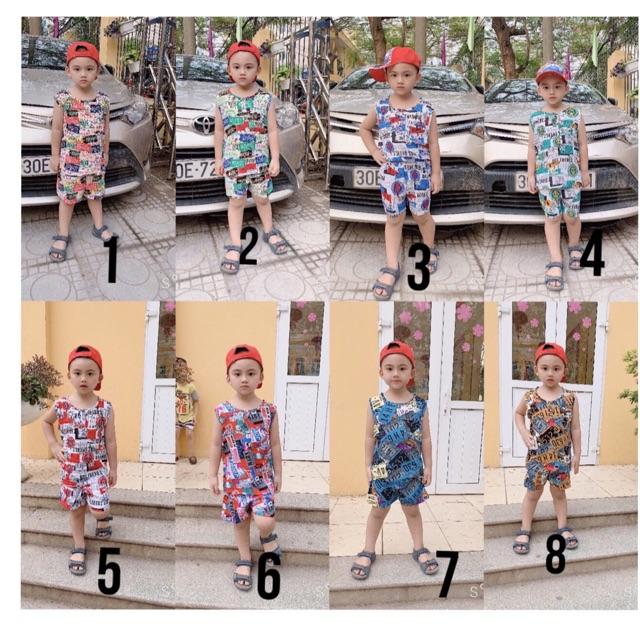 Bộ đồ lanh size đại sát nách bé trai