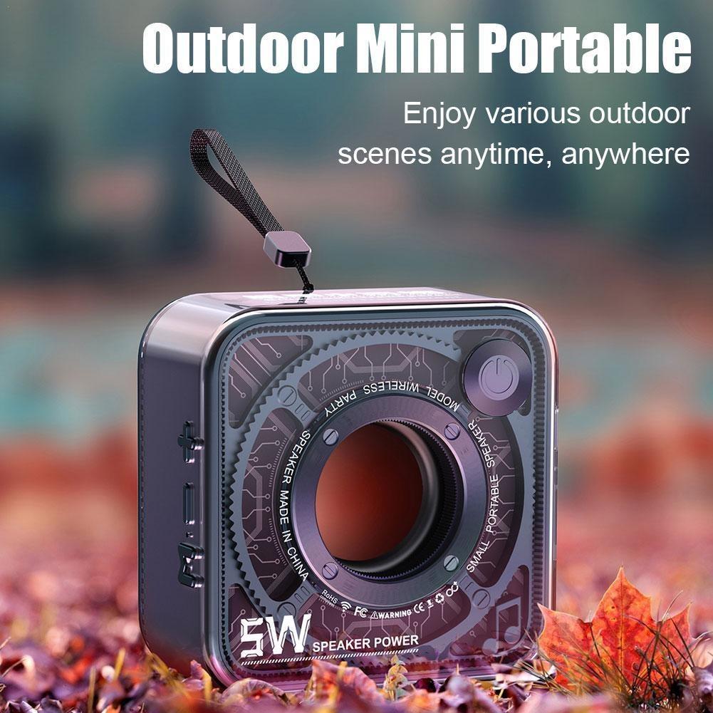 Loa trong suốt Mech Mini Square Loa Bluetooth không dây Âm thanh nổi Âm thanh vòm Âm nhạc Loa nghe nhạc di động ngoài trời Màu sắc: d