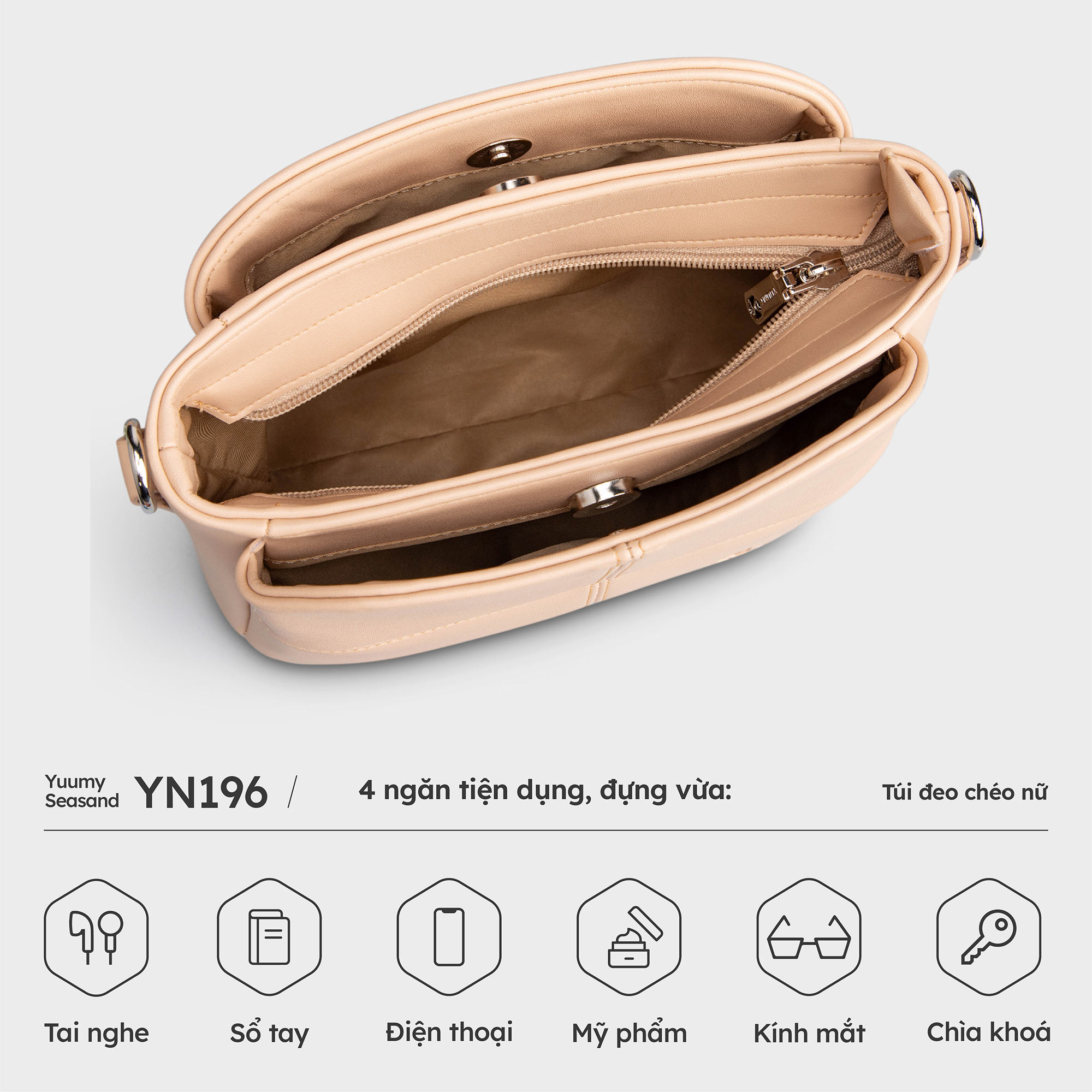 Túi Yuumy ( Thời trang nữ đi chơi size 21 - Túi đeo chéo da Seasand YN196 )