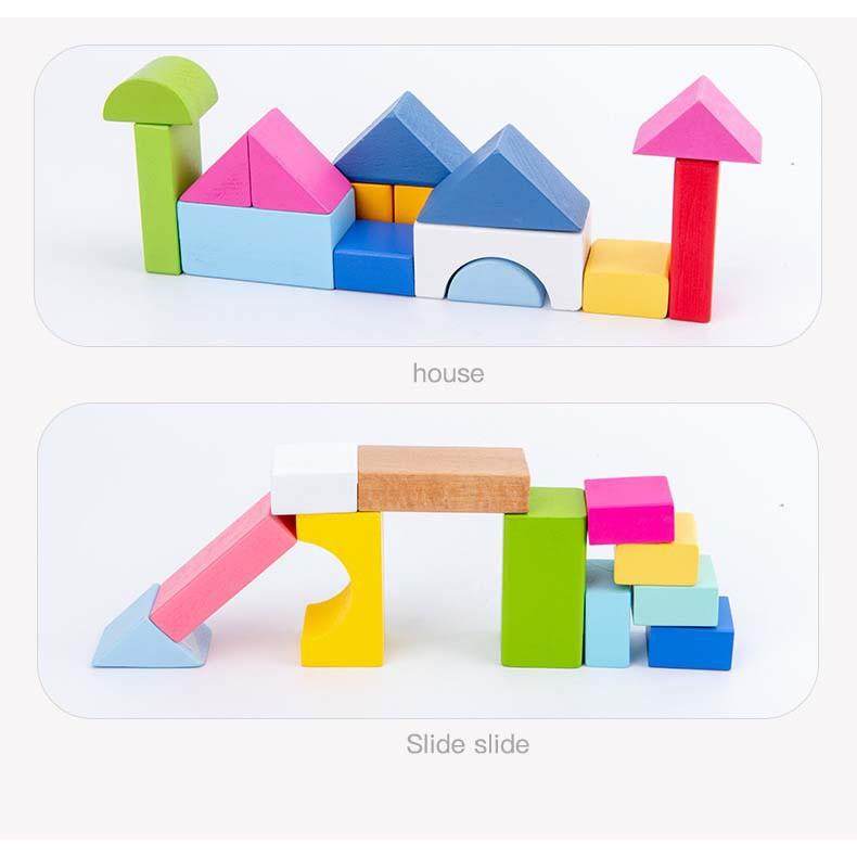 Bộ Xếp Gỗ Hình Khối 100 Chi Tiết Nhiêù Màu Sắc