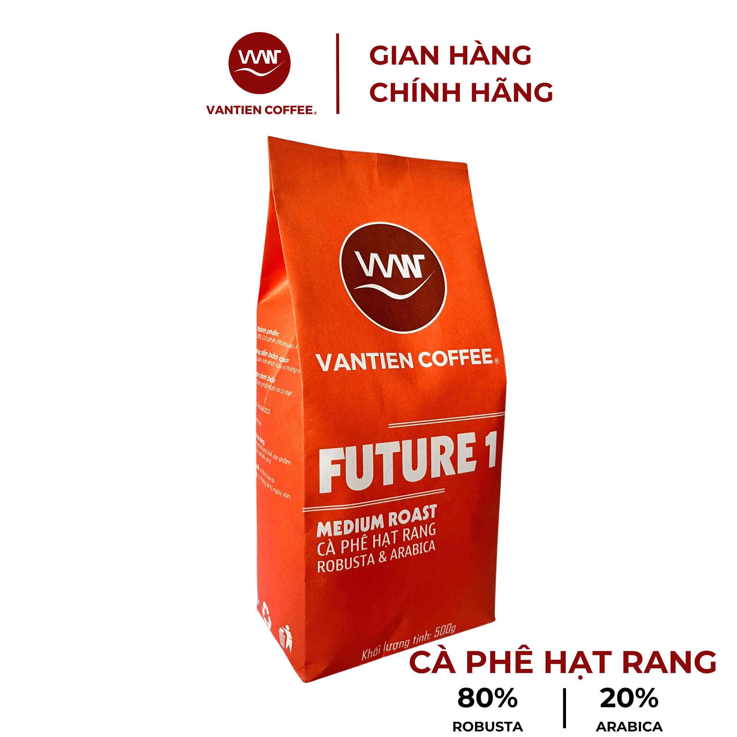 Combo 2 gói Cà phê hạt rang Vantien Coffee Future 1 cấp độ rang vừa, phù hợp pha phin, pha máy, cold brew 500g/gói