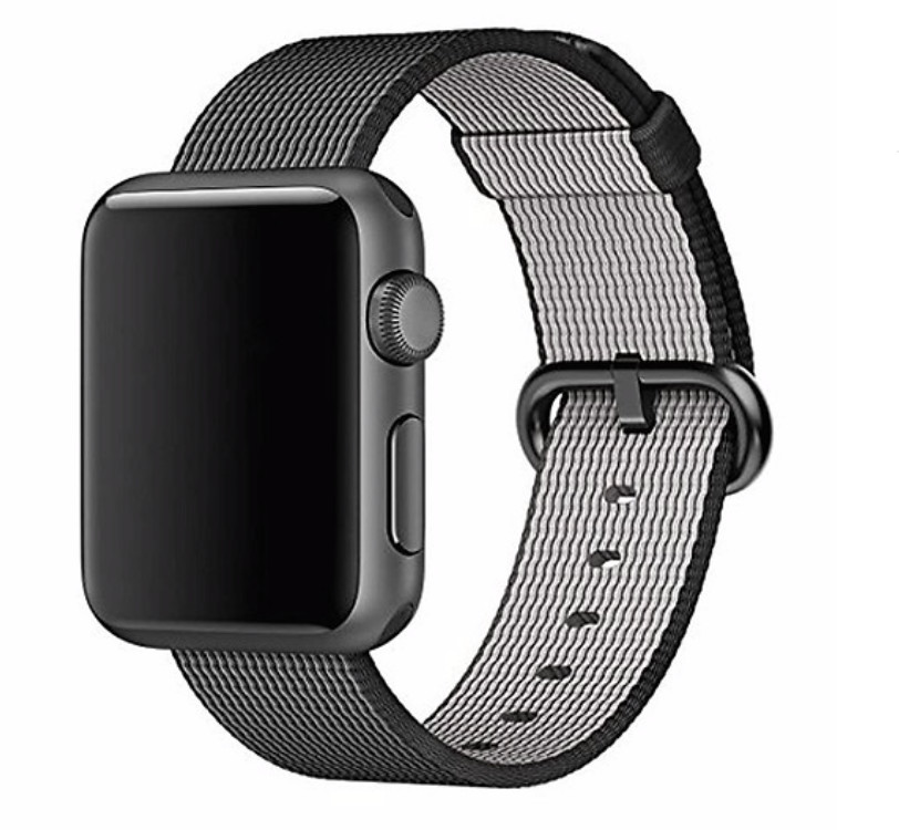 Dây đeo cho đồng hồ Apple Watch Woven nylon 44mm/42mm màu đen kẻ trắng