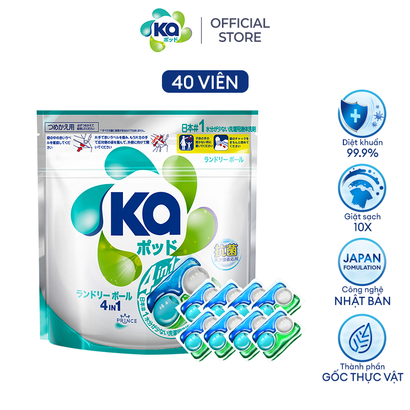 Túi Viên Giặt Xả Đa Năng 4 Trong 1 KA Universal (40 Viên/ Túi)