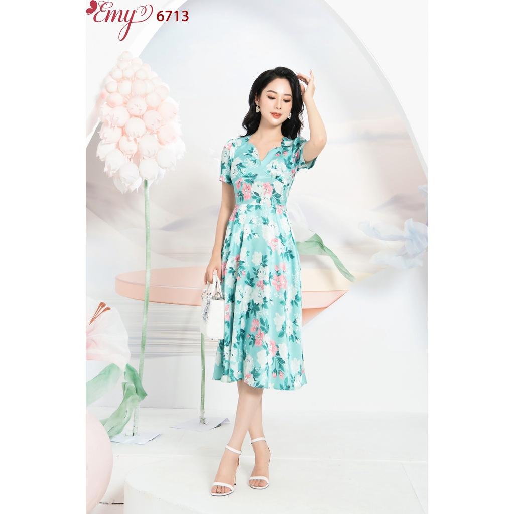 Đầm EMY EM6713 Xoè Nhún Cúp Ngực