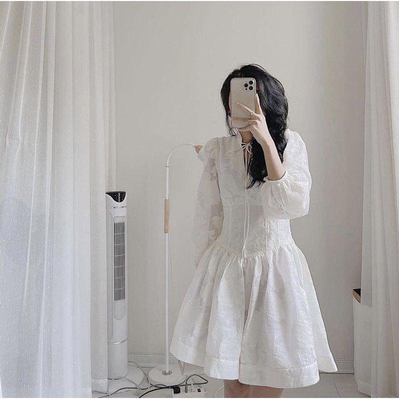 Đầm dạo phố tay hồng ren hoa xinh xắn Zuzu Dress