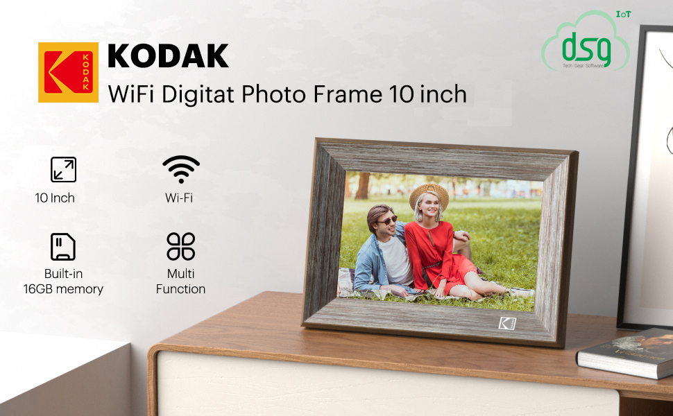Hình ảnh Khung ảnh KODAK chuyển động kỹ thuật số Wifi RCF-1013W, màn hình 10 inch, độ phân giải 1280x800 pixels