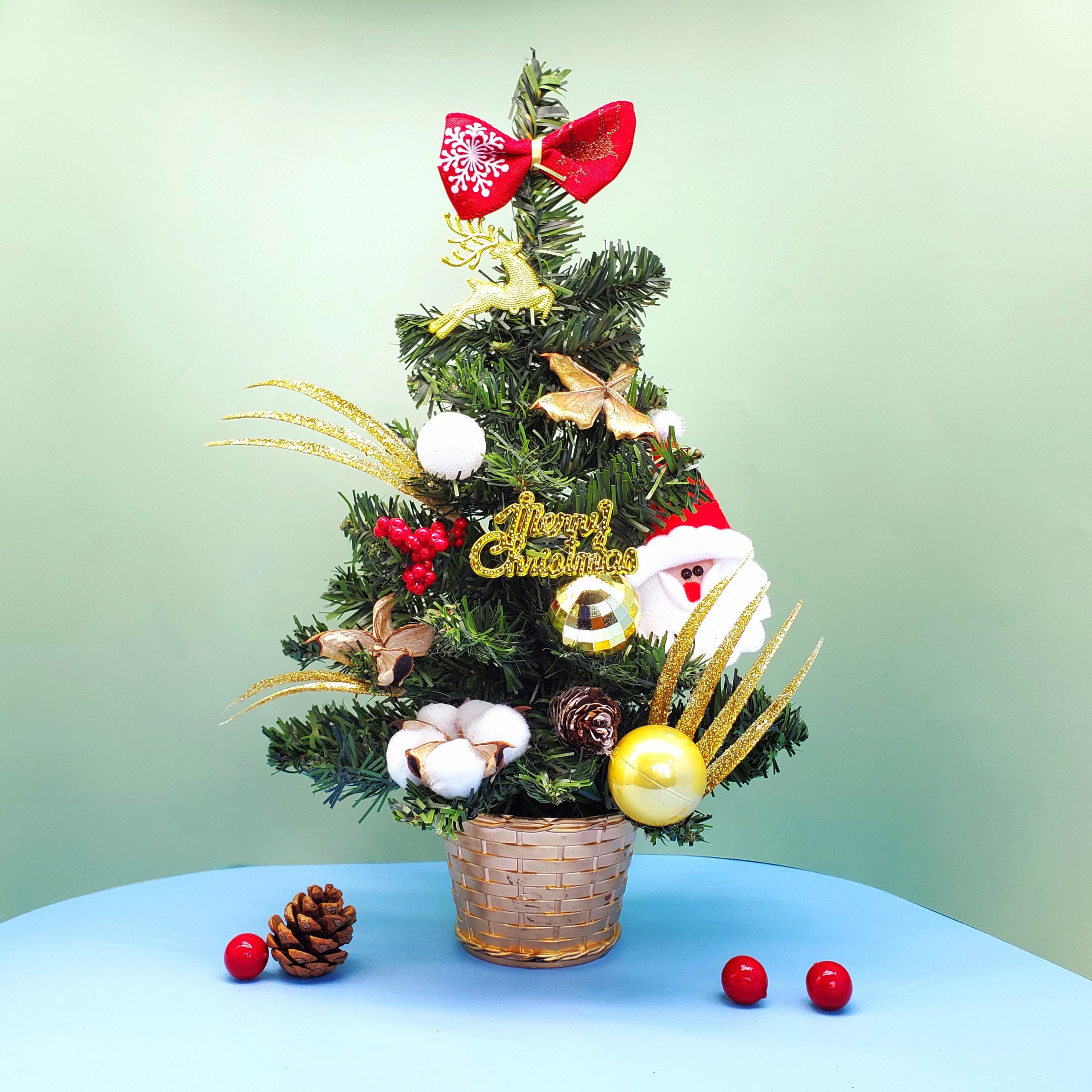 Cây Thông Nhí Để Bàn TL01 40CM Trang Trí Giáng Sinh Có Đèn