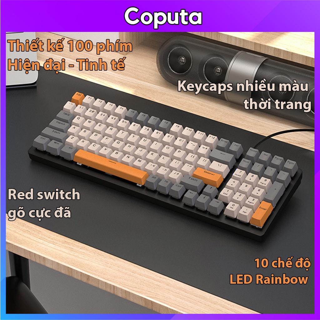 Bàn phím cơ Coputa Bàn phím máy tính laptop gaming có dây cao cấp Full LED Rainbow nhiều chế độ K3