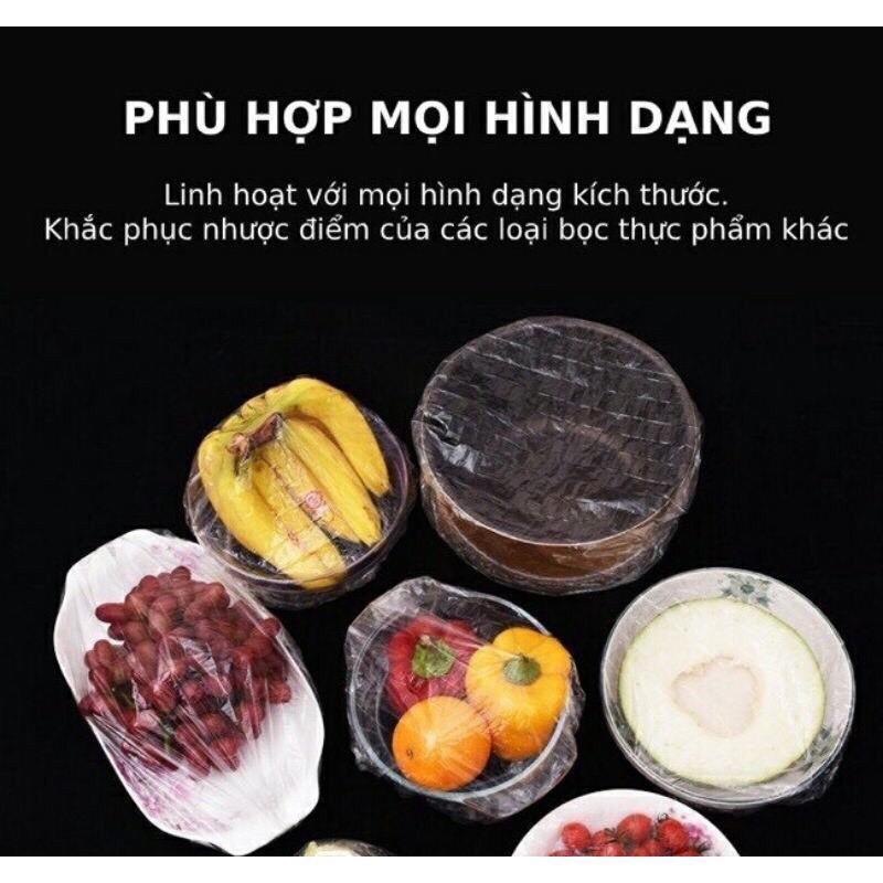 Set 100 Chiếc Màng Bọc Thực Phẩm Túi Gấu, Màng Bọc Thức Ăn PE Có Chun Co Giãn