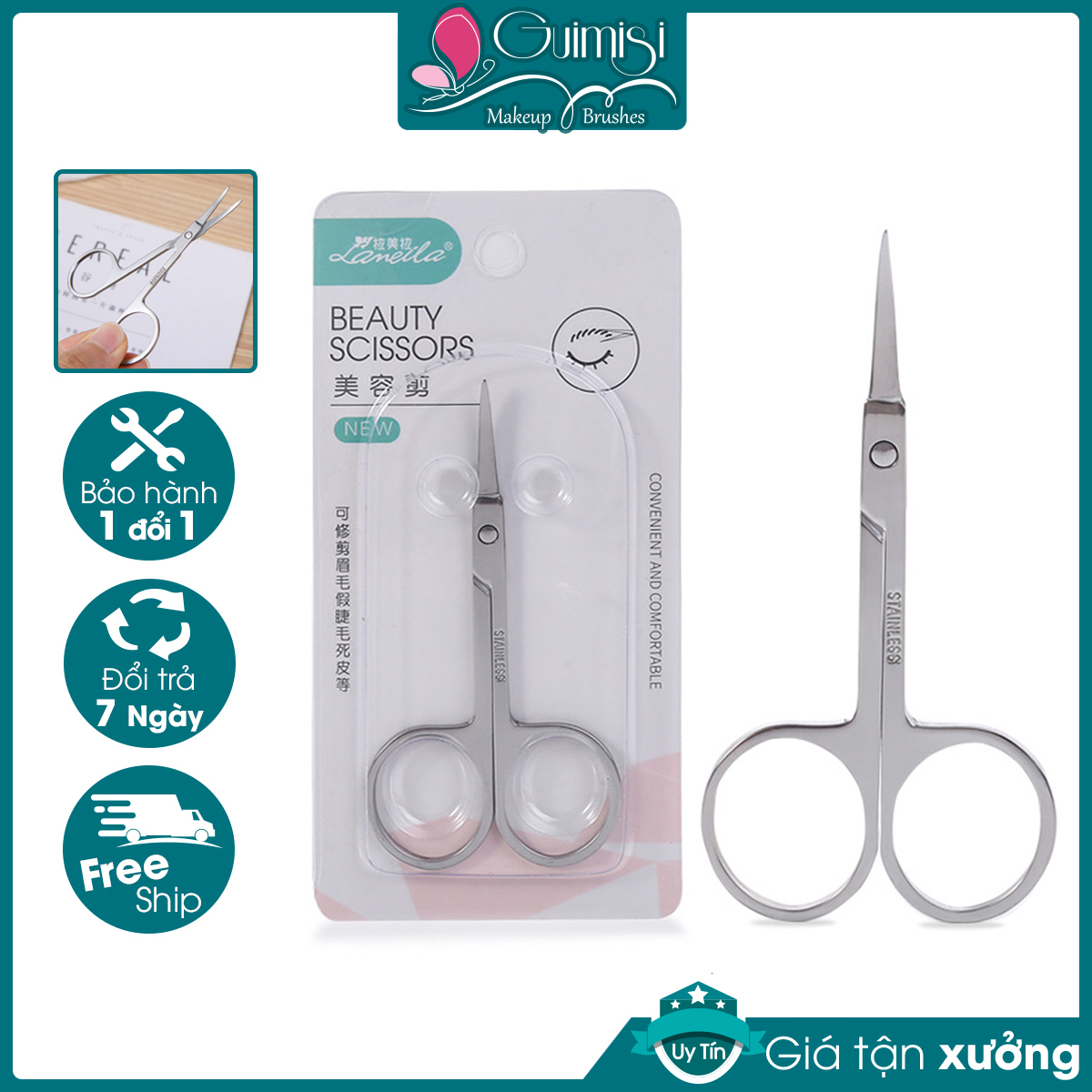 Kéo Mũi Cong / Nhọn Inox Meilamei Scissors Cắt Tỉa Tóc, Lông Mũi, Lông Mi, Lông Mày