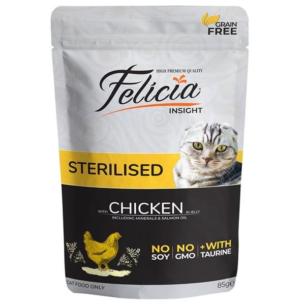 Pate Vị Gà Cho Mèo Triệt Sản Felicia Sterilized Chicken In Jelly Gói 85g - Xuất Xứ Litva Châu Âu