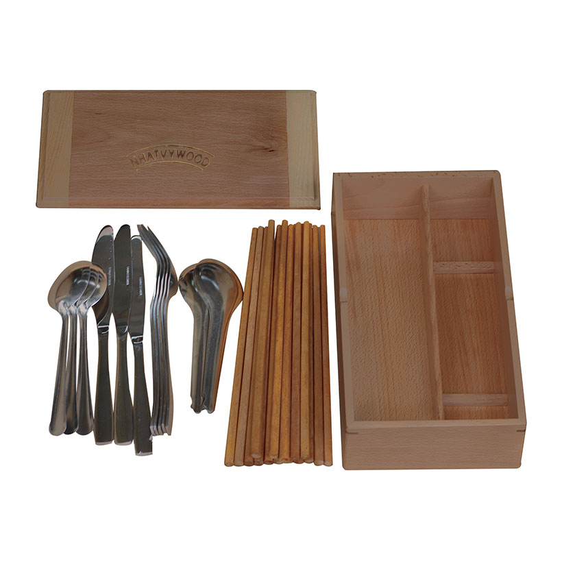Hộp đựng đũa muỗng có nắp bằng gỗ, hộp đựng đũa thìa có nắp đậy cho nhà hàng quán ăn hay gia đình Nhatvywood NV5310