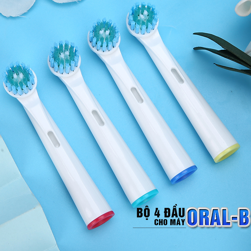 Cho máy Oral B Braun, bộ 4 Đầu Bàn Chải đánh răng điện thay thế MIHOCO EB28-P New Sensitive, làm sạch cao răng, cho nướu nhạy cảm