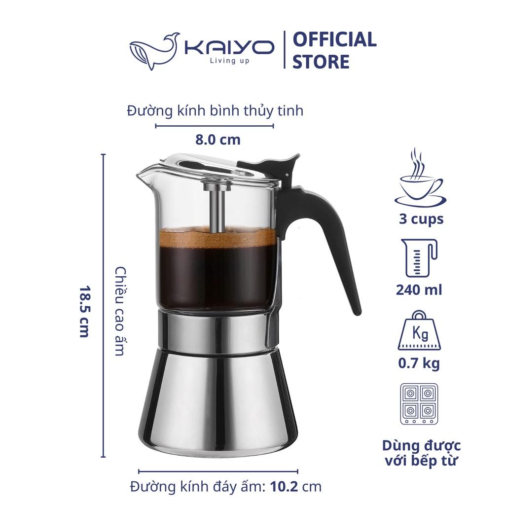 Ấm pha cà phê KAIYO Moka Pot, dung tích 240ml - 3 cups