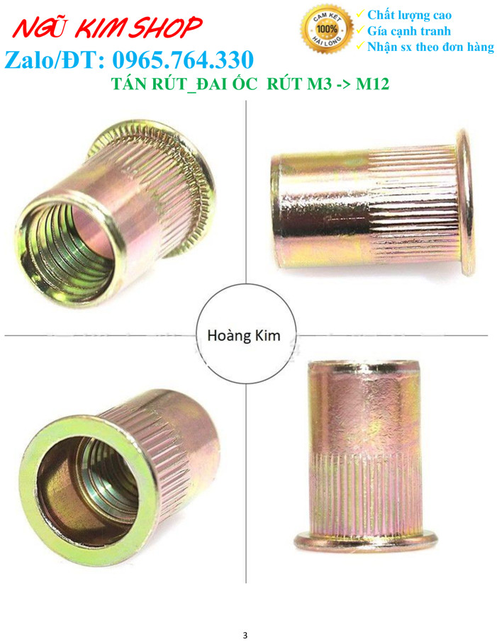 TÁN RÚT_ ĐAI ỐC RÚT M3, M4, M5, M6, M8, M10, M12