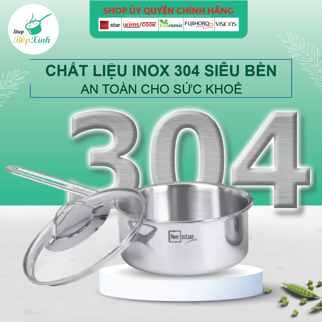 Bộ nồi 3 lớp đáy liền inox 304 Fivestar Plus quai oval nắp kính , tặng 1 vá canh- BỘ NỒI BẾP TỪ CAO CẤP