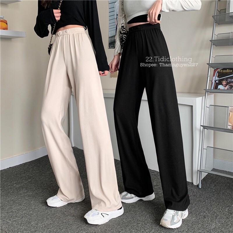 Quần ống suông Ulzzang/ chất len tăm mát/ lưng thun co giãn Freesize