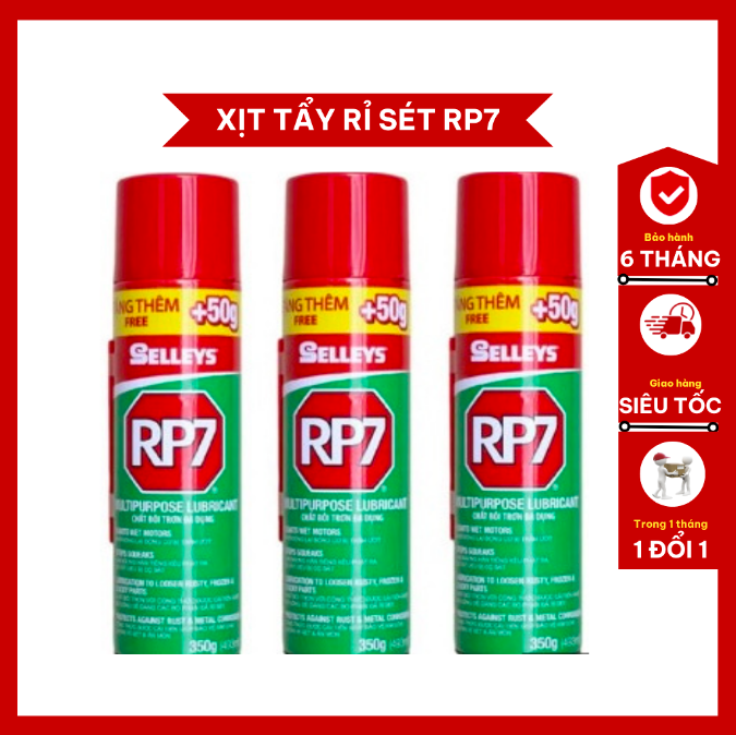 Xịt tẩy rỉ sét, bình xịt tẩy rỉ sét bôi trơn RP7 - Dung tích 350g - Dầu chống rỉ sét và bôi trơn ô tô Selleys RP7.