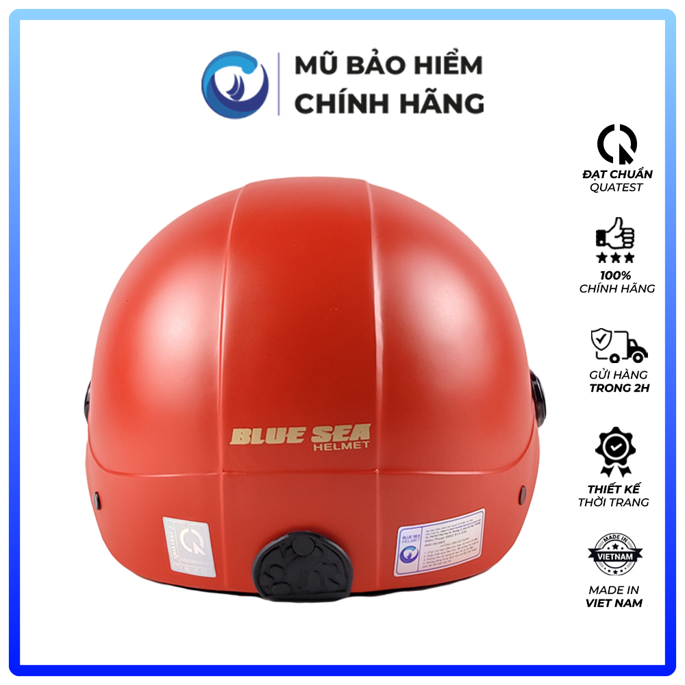 Mũ bảo hiểm 1/2 Nửa đầu BLUE SEA - A104K - FREESIZE - Nhựa ABS Nguyên sinh - Có kính cao cấp - Chính hãng