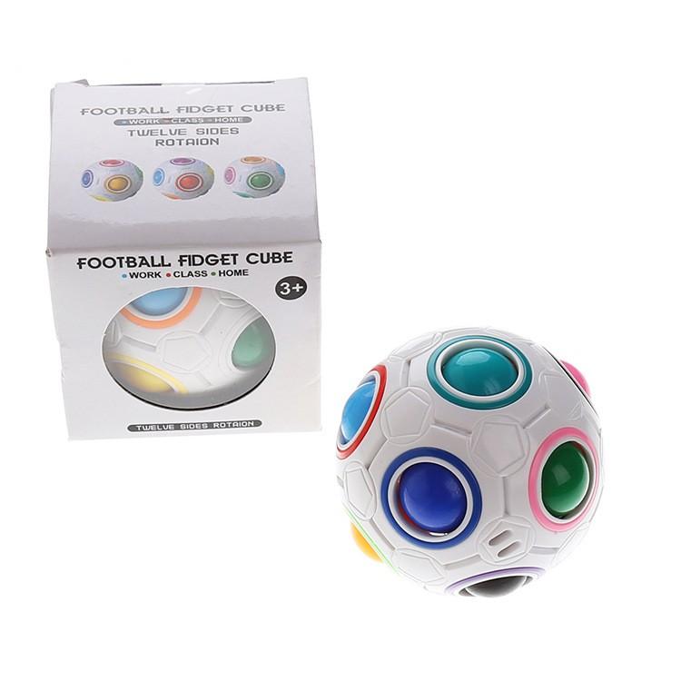 Football fidget cube quả bóng ma thuật màu sắc cầu vồng 7cm, rèn luyện trí não cho bé