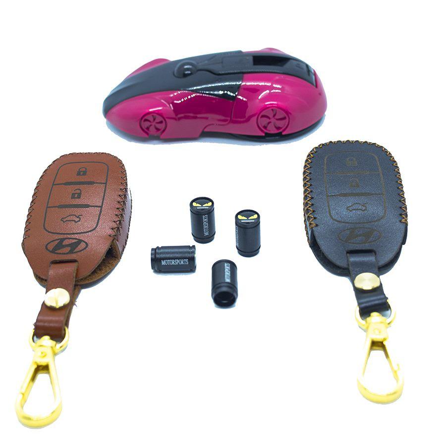 Bao Da Chìa Khóa Smartkeys Dành Cho xe HYUNDAI ACCENT, KONA, SANTAFE.... Da Bò Nhiều Màu Sắc