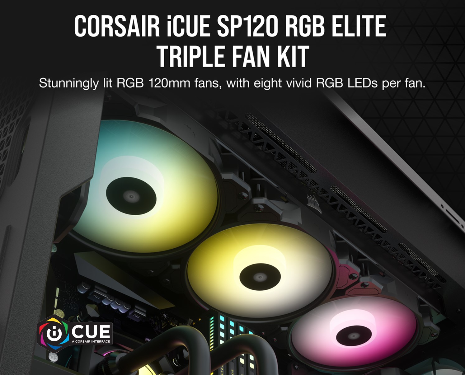 Bộ 3 quạt máy tính 120mm Corsair SP120 RGB ELITE kèm Node Core - Hàng Chính Hãng