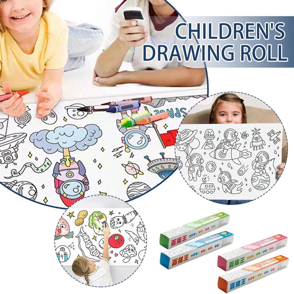 TRANH CUỘN TÔ MÀU COLORING ROLL DÀI 3M, CÓ THỂ CẮT DÁN LÀM STICKER CỰC THÚ VỊ GIÚP TĂNG NHẬN THỨC CHO BÉ