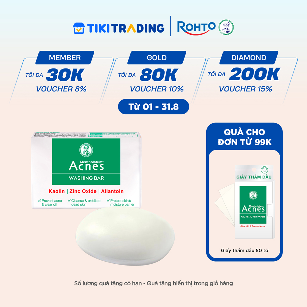 Xà phòng trị mụn lưng và rửa mặt Acnes Washing Bar 75g